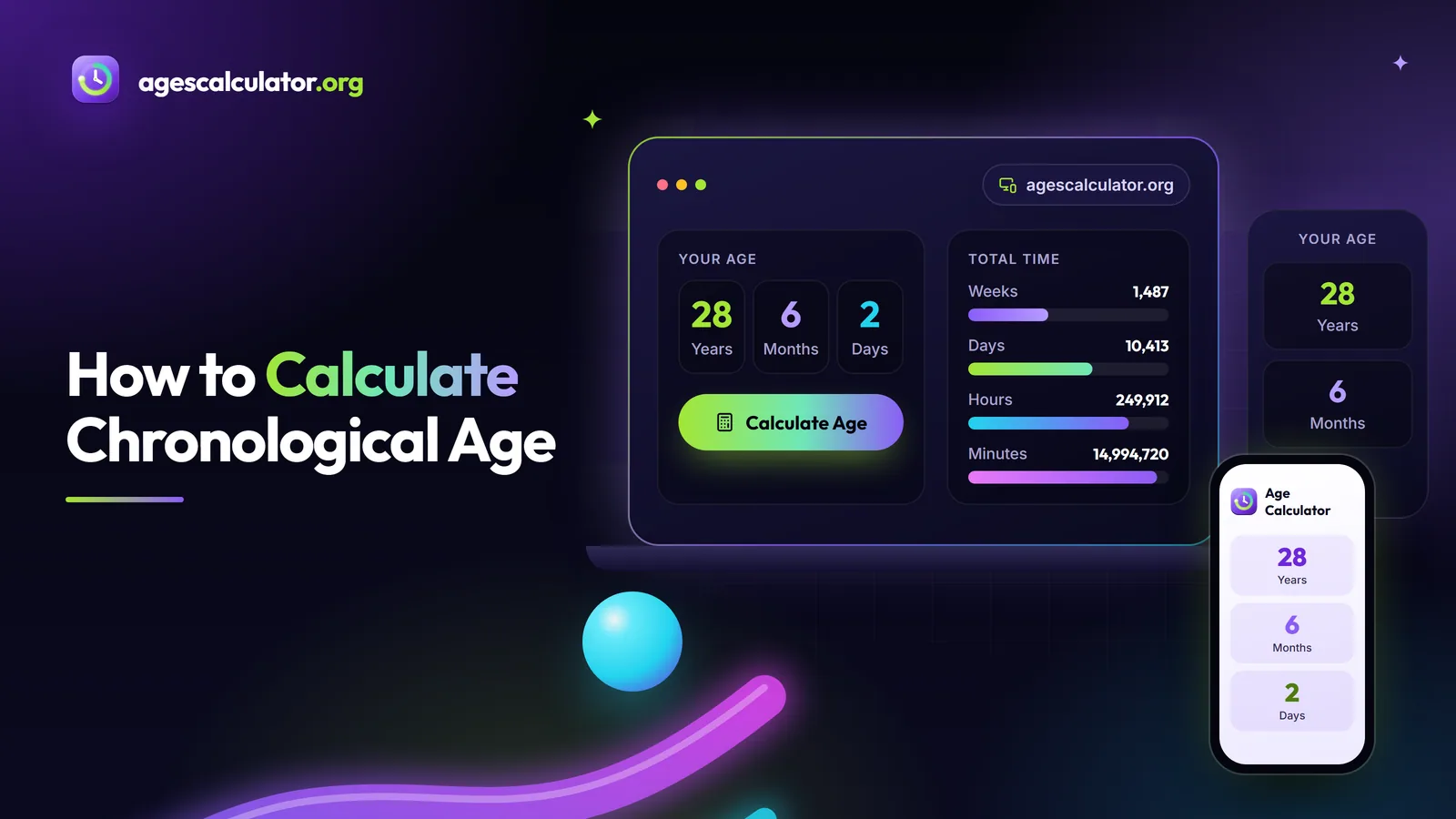 How to Calculate Chronological Age – Your Age, Total Time, Weeks, Days, Hours, Minutes
