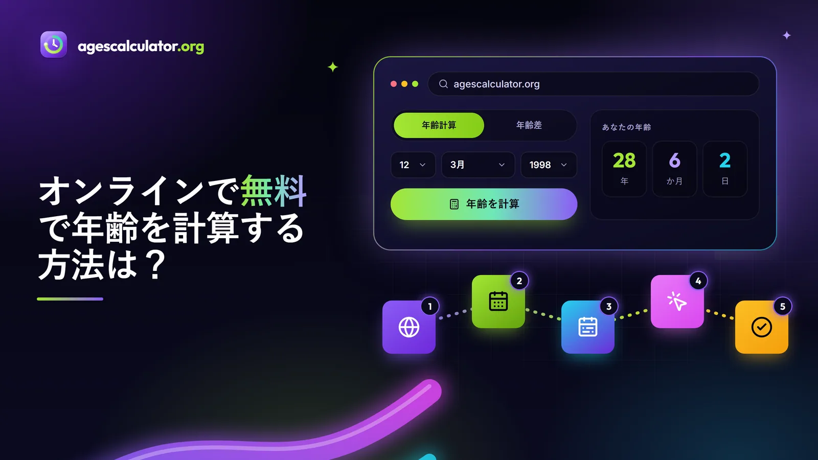 オンラインで無料で年齢を計算する方法は？ – 年齢計算、年齢差、年齢を計算、あなたの年齢