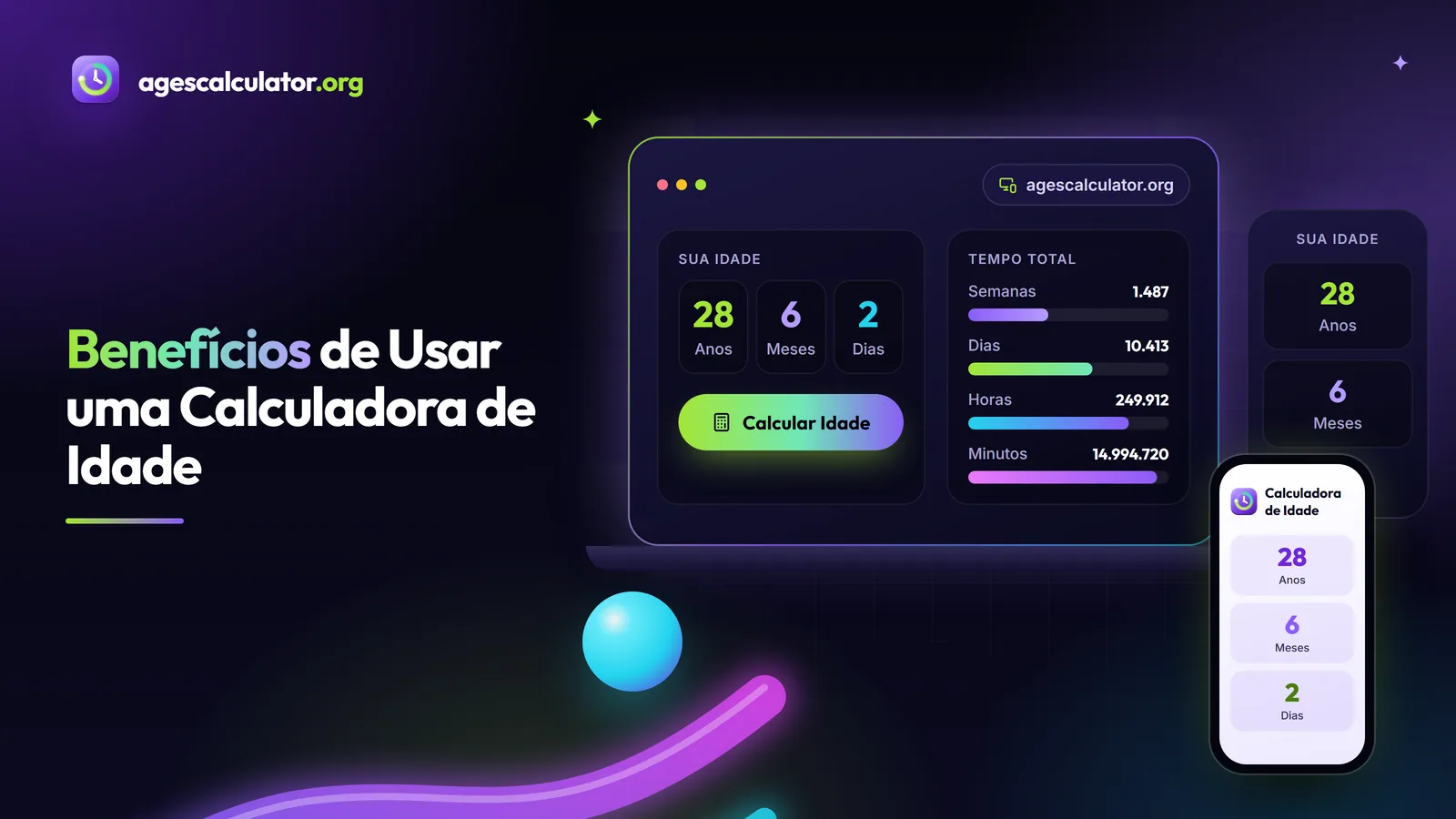 Benefícios de Usar uma Calculadora de Idade – Sua Idade, Tempo Total, Semanas, Dias, Horas, Minutos